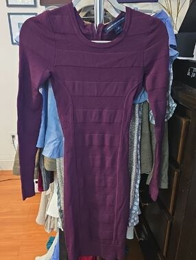 French Connection Deep Plum Ribbed Knit Dress